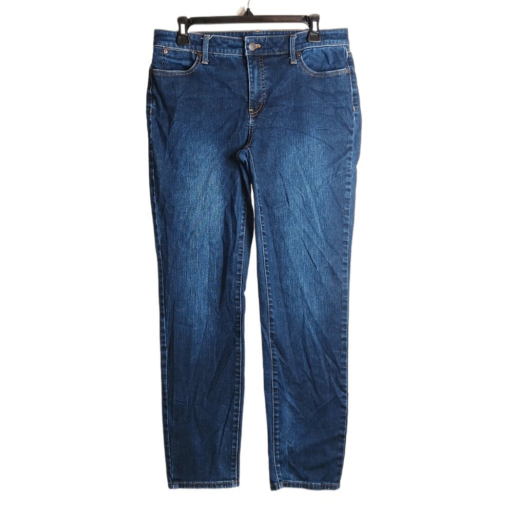 Talbots Flawless Slim Ankle Jeans Womens 8 Dark Wash Mid Rise Stretch Denim